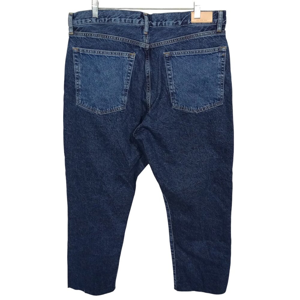Mango Womens Cropped Jeans Size 14 Cotton Blue High Waist Straight Leg Denim - Picture 2 of 11